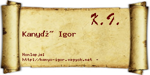 Kanyó Igor névjegykártya